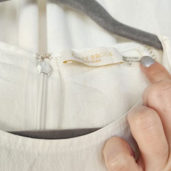 Ramy Brook Long Sleeve Top Cream Cold Shoulder Blouse Small Cut Out Crochet Silk - Picture 6 of 11